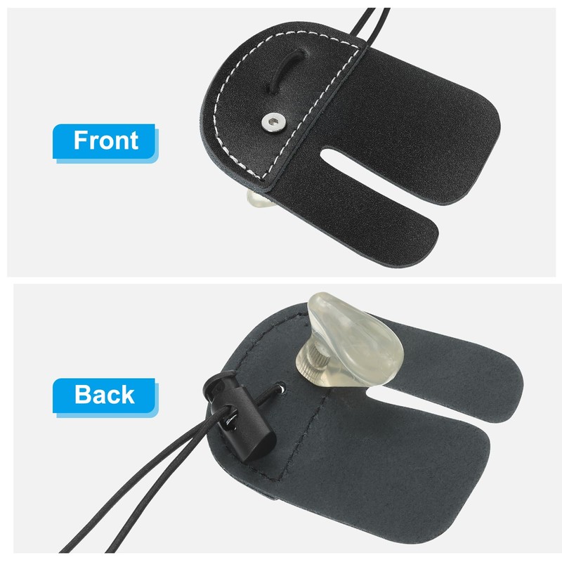 PATIKIL Double Layer Leather Archery Finger Tabs Finger Protection Black
