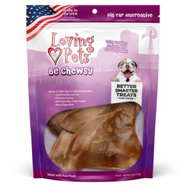 Loving Pets - Be Chewsy Pig Ear Alternative for Dogs Pig Ear Dog Treats for Small, Medium & Large Dogs (4 Pack)