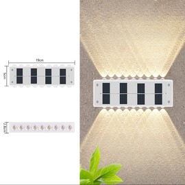 ASLIDECOR Solar Lights Up Down 4 Pack, Waterproof Led Fence Lighting,Warm White Solar Deck Light for Outside House Yard Patio Porch (Cool White)