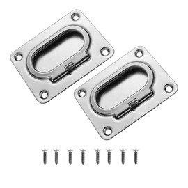 Yetaha 2PCS Hatch Pull Flush Lift, Boat Ring Handle Marine Stainless Steel Spring-Loaded Recessed Handle for Deck Home Furniture Drawer Cabinet, with Screws