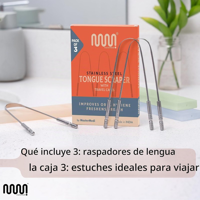 Rascador de lengua MasterMedi MM_TC_Master – acero inoxidable, kit 3