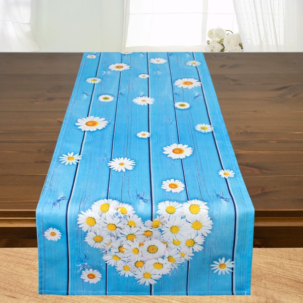 KAMACA Table Runner Spring Summer Colourful Flowers Washable Kitchen Dining