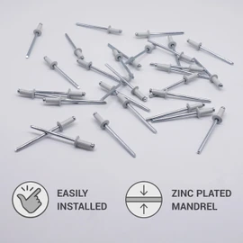 Pack of 100 Painted Blind Rivets 3.2 x 8 mm, Dome Head, DIN 7337, Aluminium Rivets and Steel Mandrel, Pop Rivets (100, Light Grey RAL 7035)