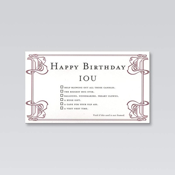 Birthday IOU card