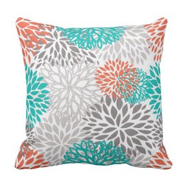 Emvency Throw Pillow Cover Blue Aqua Orange Gray and Floral Anchors Decorative Pillow Case Home Decor Square 16 x 16 Inch Pillowcase
