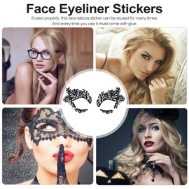 Baluue 5 Pairs Temporary Eye Makeup Stickers Hollow Lashes Eyeliner Stickers for Women Girls Party Masquerade Random Style