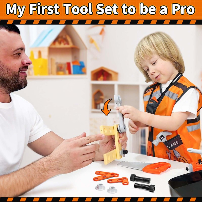 KidBloom Kids Tool Set with Toy Drill, 44 Pcs Construction