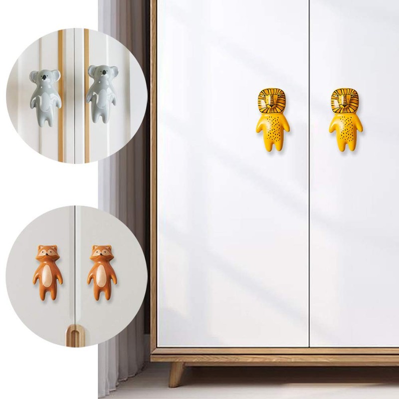 YOUYOUULU 5Pcs Cute Animal Knobs Kids Handles Ceramic Knobs Children's