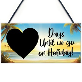 Red Ocean Holiday Countdown Sign - Days Until Holiday Plaques - Travel Gifts For Family Men Women - Holiday Essentials - Hanging Home Decor Plaque For Family