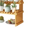 Table Top Bamboo Plant Stand Desktop Flower Shelf Rack for