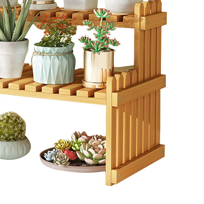 Table Top Bamboo Plant Stand Desktop Flower Shelf Rack for