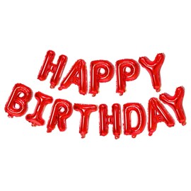 Red Happy Birthday Balloons Banner,16 Inch Mylar Foil Letters Sign,Reusable Balloons for Women, Men, Boys & Girls Birthday Decorations Party Supplies