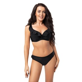 Selente My Secret Women's Attractive Bikini with Underwired Top in Large Sizes (Made in EU), Black Ruffles