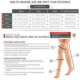 Truform 30-40 mmHg Compression Stockings For Men and Women, Thigh High Length, Dot-Top, Open Toe Beige, Pack of 1