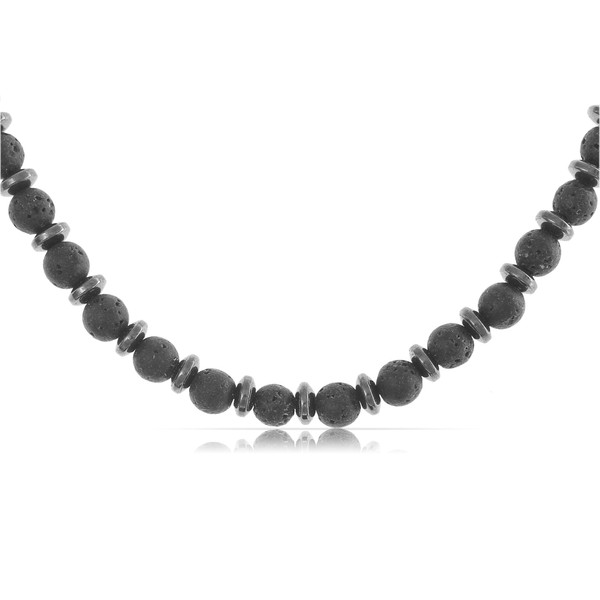 Made by Nami Perlenkette Herren aus Lavastein Perlen Geschenk Mann