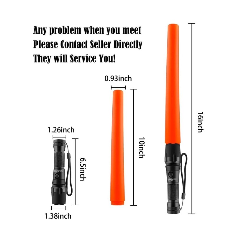 JowBeam 16 inch Traffic Wand Small Orange LED Safety Signal