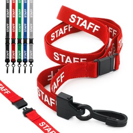 CKB Ltd® 20x Red STAFF LANYARDS Breakaway Safety Lanyard Neck Strap Swivel Metal Clip For ID Card Holder - Pull Quick Release Design