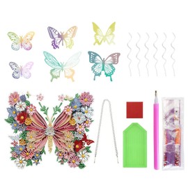 HDGSAFD 1 Piece Butterfly Three-Dimensional Hanging Board and 12 Pieces Plastic Butterfly Decoration, DIY Rhinestone Butterfly Jewellery, Elee Decoration, Home Decoration