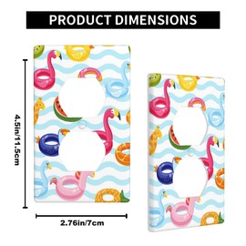 Pznen Cute Ducks Cartoon Outlet Covers Summer Swimming Pool Duck Lifebuoy Wall Plate Duplex 1-Gang Standard Plug Cover Home Decorative Office