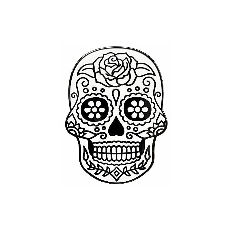 Day of the Dead Sugar Skull Enamel Lapel Pin (White)