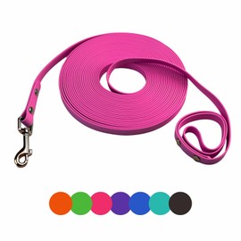 Easy to Clean Waterproof Long Dog Leash, Heavy Duty Recall - 6ft, 10ft, 15ft, 30ft, 50ft for Hiking, Yard, Beach and Swimming - Pink