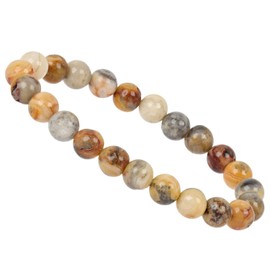 Eledoro Genuine Gemstone Beads, Chakra Bracelet, PowerBead, Stretch Bead Bracelet, 8 mm, 17 centimeters, Gemstone, Crazy Lace Agate