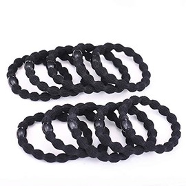 20pcs Women Black Rubber Band Elastic Hair Band For DIY Thick Hair Tie Hair Accessories Pure Black