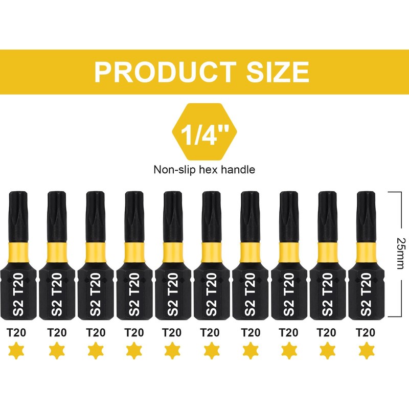 DAKCOS T20 Torx Bit, Impact Driver Bits, 1/4" Screwdriver Bit
