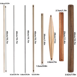 8 PCS Pasta Rolling Pins Set, Multiple Sizes Wood and Stainless Steel Non-Stick Pizza Roller Professional Baking Dough Roller for Pastas, Ramen, Tortilla, Bread, Noodles