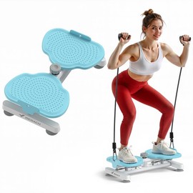 MERACH Waist Twist Machine Slim Waist and Toned Abs Waist Twister Can Stand with Feet Apart Double Non-slip No Noise Use Exercise Equipment Abdominal Roller Workout:_Blue