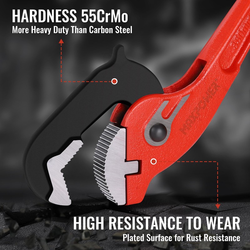 MAXPOWER 14-inch Pipe Wrench, Self-Adjusting Pipe Wrench, Rapid Grip Multi-function