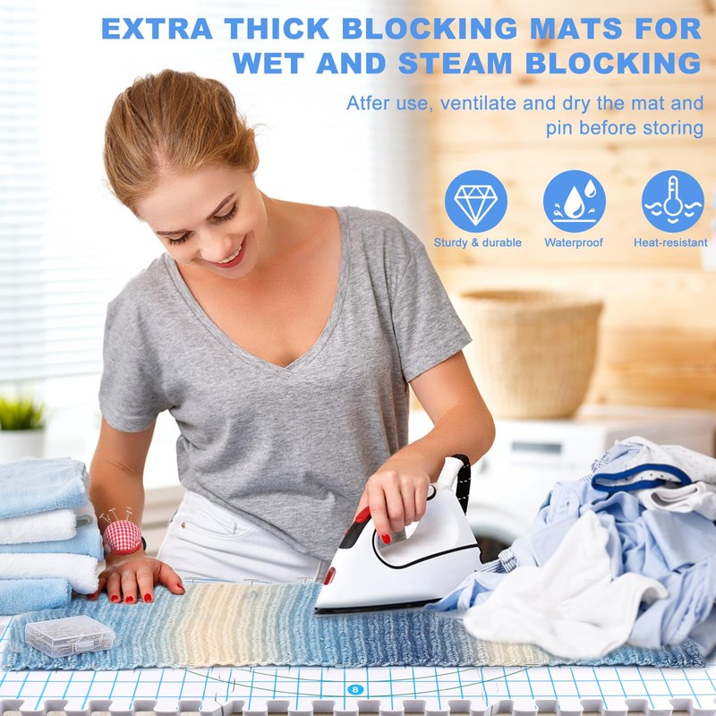 Aeelike Blocking Mats for Knitting and Crochet, 9 Pack Thick