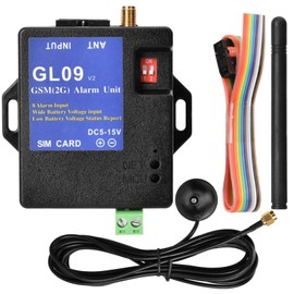 GSM Alarm System, GL09 8 Channel Battery Operated App Control SMS Alert Security Systems for Home and Warehouse