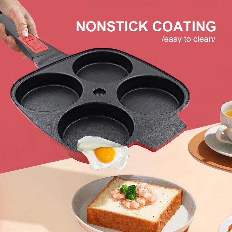 RANX INGST 4-Cup Egg Pan with Lid, Nonstick Omelette Skillet