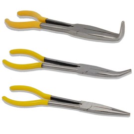 morytrade Pliers, Tools, Long Nose Pliers, Radio Pliers, Electrician, Straight Bend, 45°, 90°, Set of 3