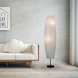 Lurrose Paper Floor Lamp Shade Nordic Minimalist Style Contemporary Floor Standing Lamp Shade Cover for Home Bedroom Living Room, 130x32cm, 181337R6879064L