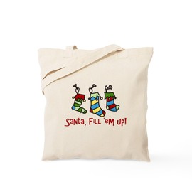 CafePress Santa, Fill 'Em Up Tote Bag Reusable Natural Beige Canvas Shopping Bag