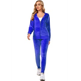 MINANUO Cozy 90s Girls Velour Tracksuit Womens 2 Pieces Joggers Outfits for Women Cotton Sportswear Jogging Suits for Women Sweatsuits Set Soft Sportswear Pants(Royal Blue 602,L)