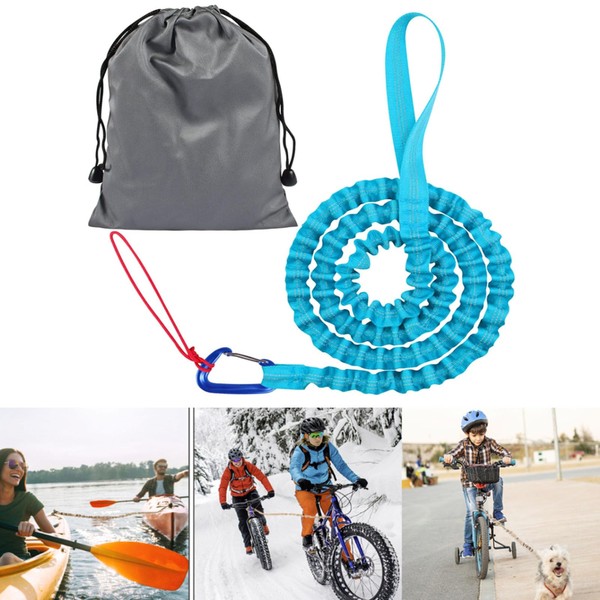 Blue Bicycle Towing Strap with Safety Hook, Tie Down Straps, Motorcycle, Cycling Traction Strap for Outdoor Bike, Family Towing Rope for Children and Adults