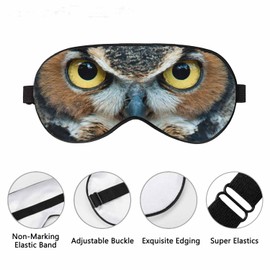 Vnwoalu Great Horned Owl Sleep Eye Mask Owl Staring with Golden Eyes Men Women Sleep Mask with Adjustable Strap Eye Cover Eye Shade for Travel, Nap,Meditation