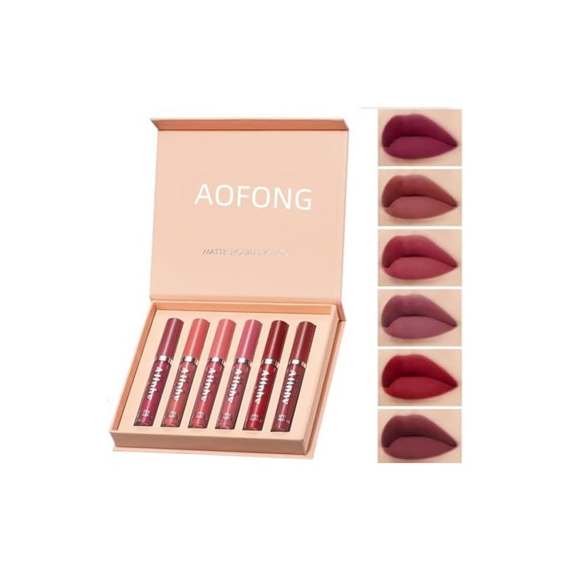 Labial Mate de Larga Duración, Labial Líquido, 6 Piezas Labial