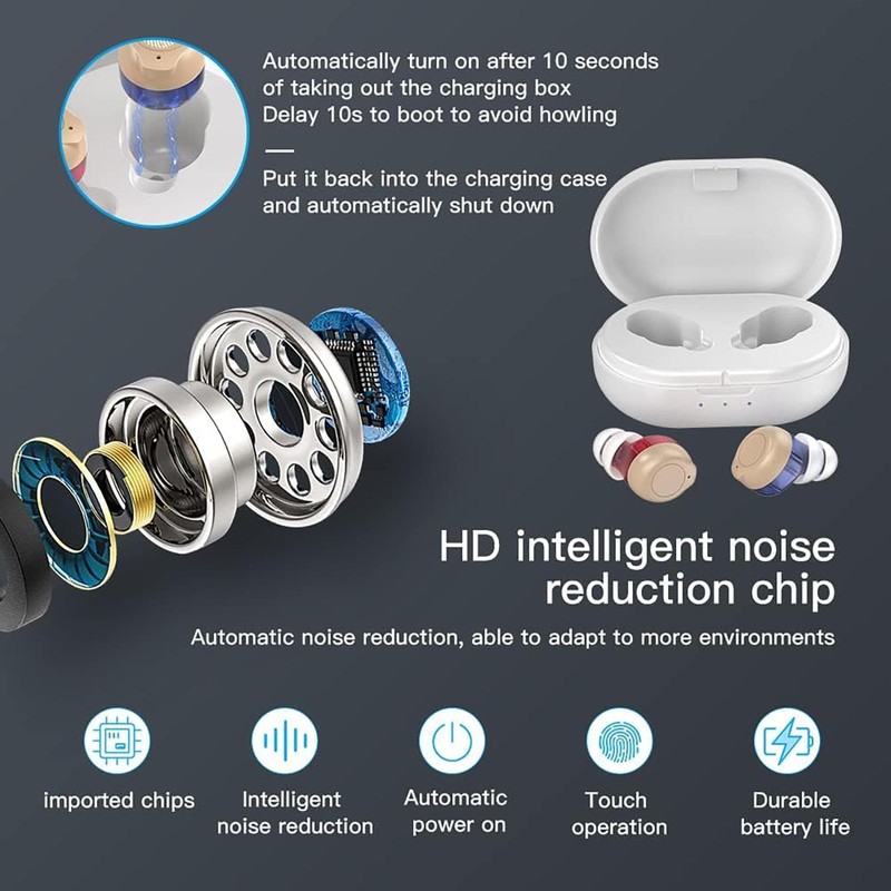 Swaloo Miniature Rechargeable Touch Hearing Aids for Seniors and Adults