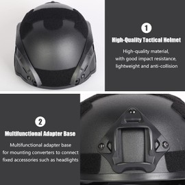 aleawol Tactical Helmet, Black Airsoft Helmet, Adjustable Lightweight Game Fast Helmet for Outdoor Sport Airsoft Paintball CS