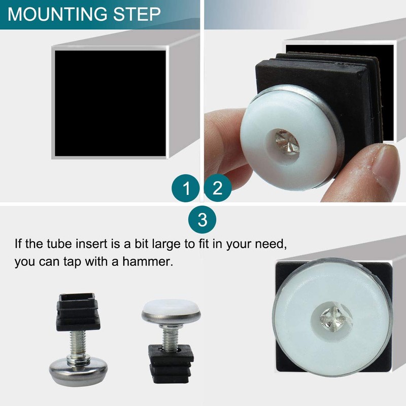 sourcingmap Adjustable Feet 20 x 20mm Inserts Furniture Table Glide