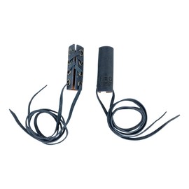 Hide & Drink, lazos de cuero para el cabello (2 unidades), coleta de caballo / soporte para trenzas / accesorios para el cabello largo, hecho a mano, incluye 101 años de garantía (azul pizarra)