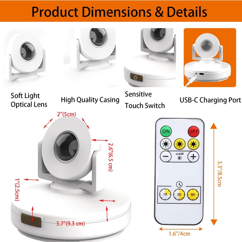 Wireless Led Spotlight Indoor, Rechargeable Uplighting Indoor with Remote Dimmable,