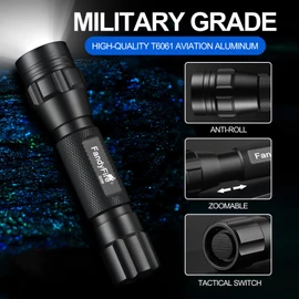 FandyFire Tactical Flashlight with Holster, 1000 High Lumen Single Mode LED Flashlight Duty Belt Flashlight with Holder, Zoomable Law Enforcement Flashlights