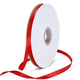 Bealif 91m Red Satin Ribbon Red 6mm Fabric Thick Ribbon for Hair Bows, Gift Wrapping, DIY Sewing Project, Christmas Xmas New Year Wedding Birthday Decoration (Red)