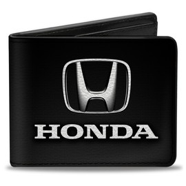 Buckle-Down Men's PU Bifold Wallet-Honda 3-D Logo Black/Silver/White, Multicolor, 4.0" x 3.5", Multicolor, 4.0" x 3.5", Buckle-down Pu Bifold Wallet - Honda 3-d Logo Black/Silver/White