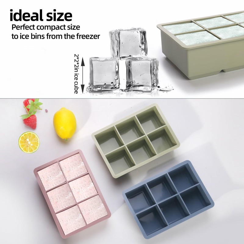 1/2 Cup Silicone Freezer Tray With Lid,Silicone Freezer Molds 6-Pack